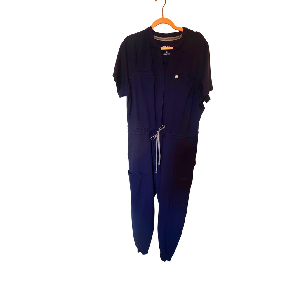 Fabletics Navy Blue Scrub Jumpsuit Short Sleeve Jogger 2X